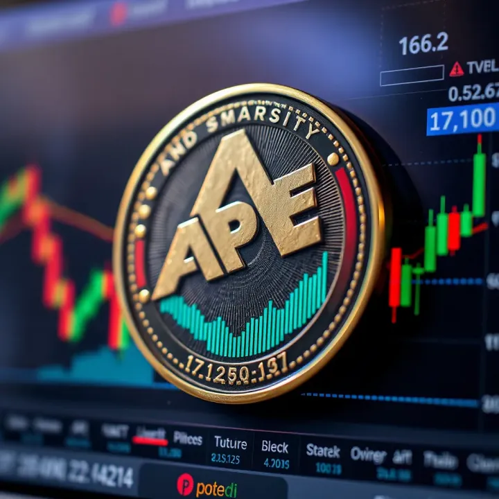 Graph showing Ape Coin price fluctuations with technical indicators