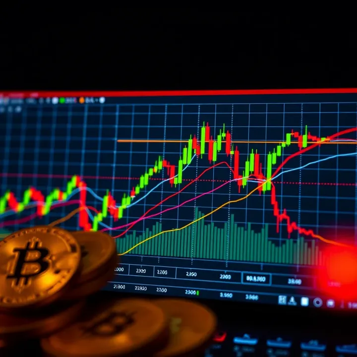 Graph showing Bitcoin Cash price fluctuations with market trend lines and candlestick patterns