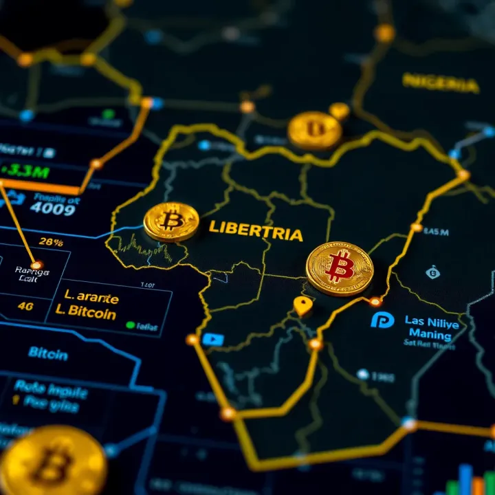 Bitcoin Mining Opportunities and Risks for Nigerian Investors Map highlighting Nigeria with digital symbols of bitcoin and investment growth indicators
