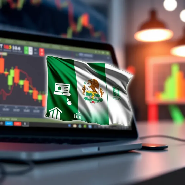 Conceptual graphic depicting online trading with risk management icons and Nigerian flag