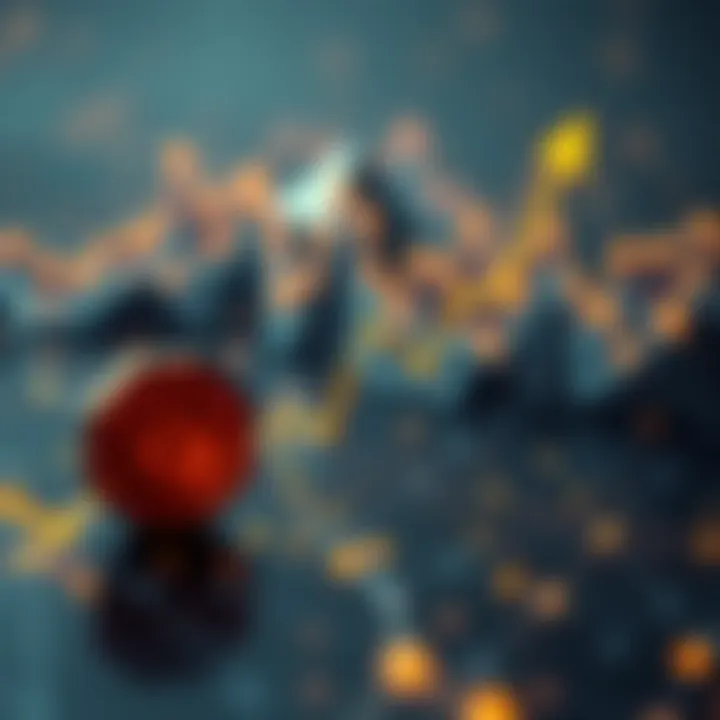 Graph showing upward trend of Arbitrum token price with blockchain network nodes in the background