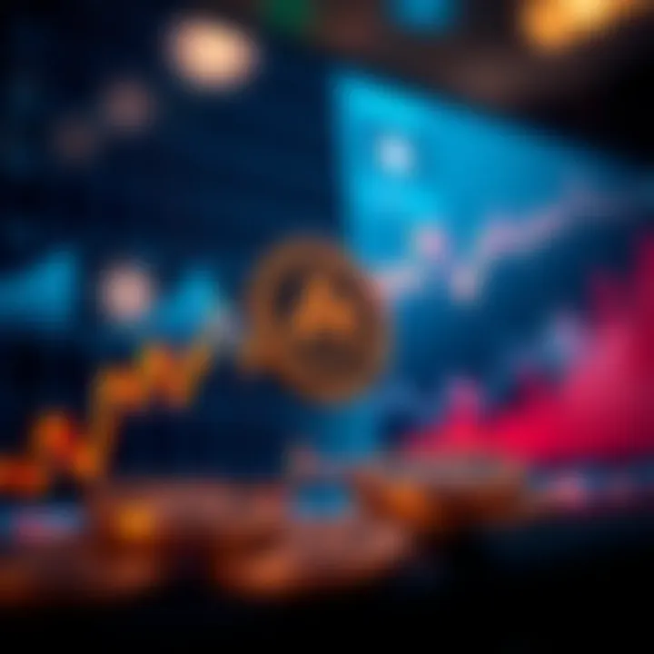 Graph showing AVAX coin price trends with digital cryptocurrency symbols