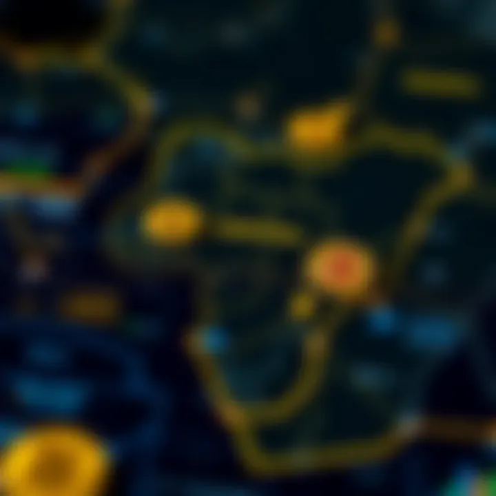 Map highlighting Nigeria with digital symbols of bitcoin and investment growth indicators