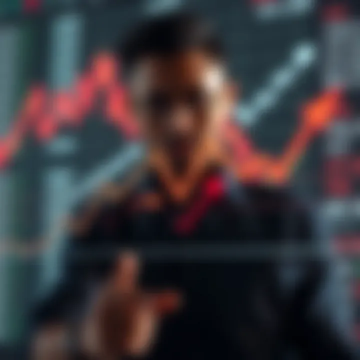 A conceptual illustration showing risk management strategies in binary options with arrows and graphs