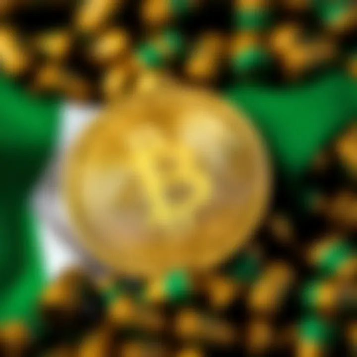 Bitcoin Regulatory Impact and Adoption in Nigeria Abstract representation of digital currency with Nigerian flag elements