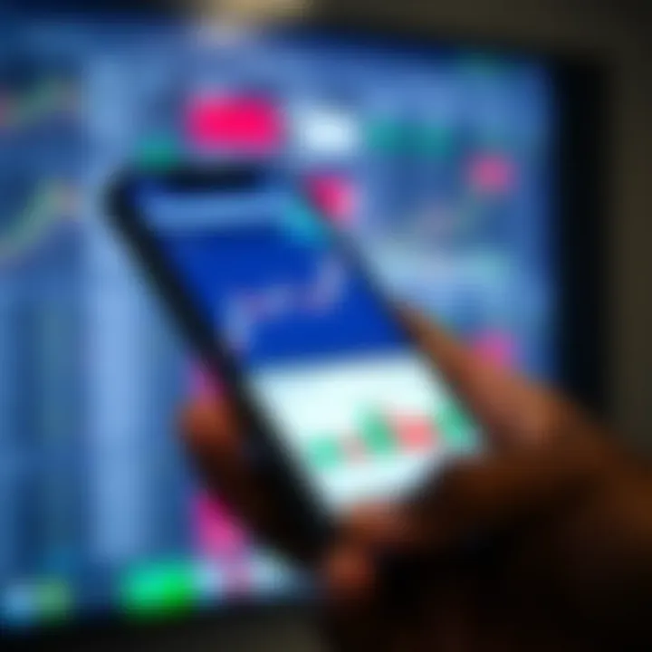 Smartphone displaying a trading application interface with charts and market data tailored for Nigerian users