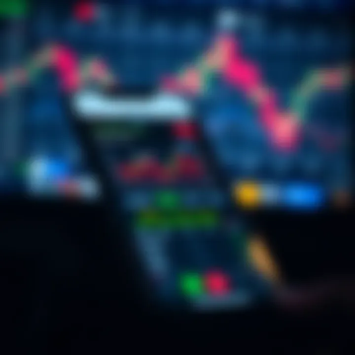 Mobile phone displaying trading app dashboard with stock charts and Nigerian market data