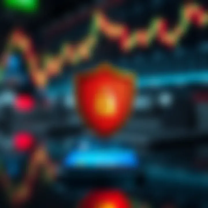 Safe and secure digital trading with shield and mobile phone symbols