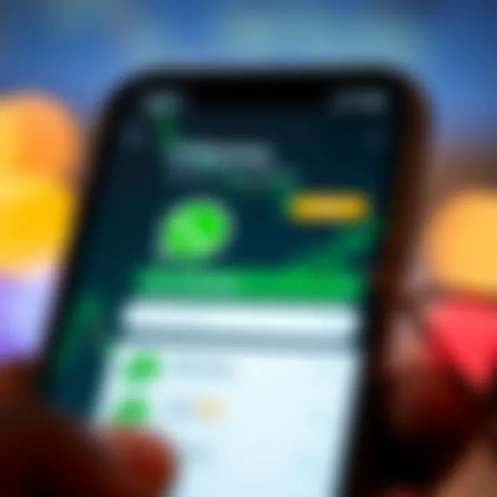 Secure connection on a mobile device showing cryptocurrency data and WhatsApp interface