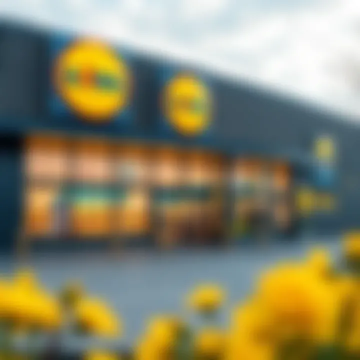 Exterior view of a Lidl supermarket showcasing its modern design and branding