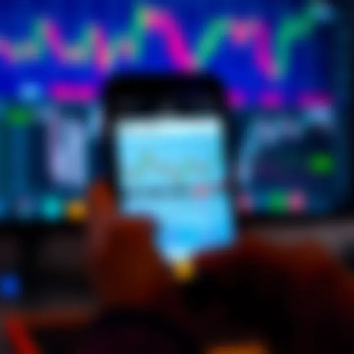 Social media platform displaying forex trading charts and educational content on a mobile device