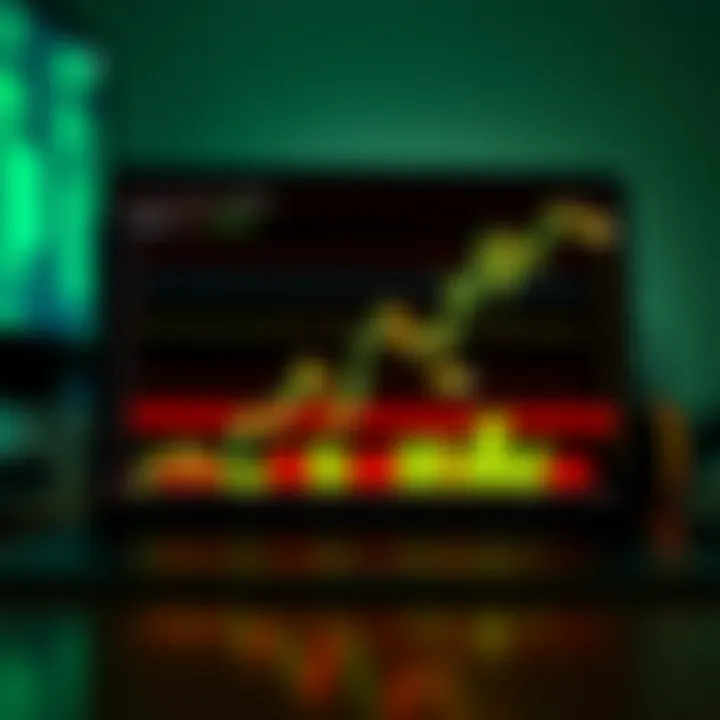 Binary options trading strategy using TradingView tools with upward and downward price signals highlighted
