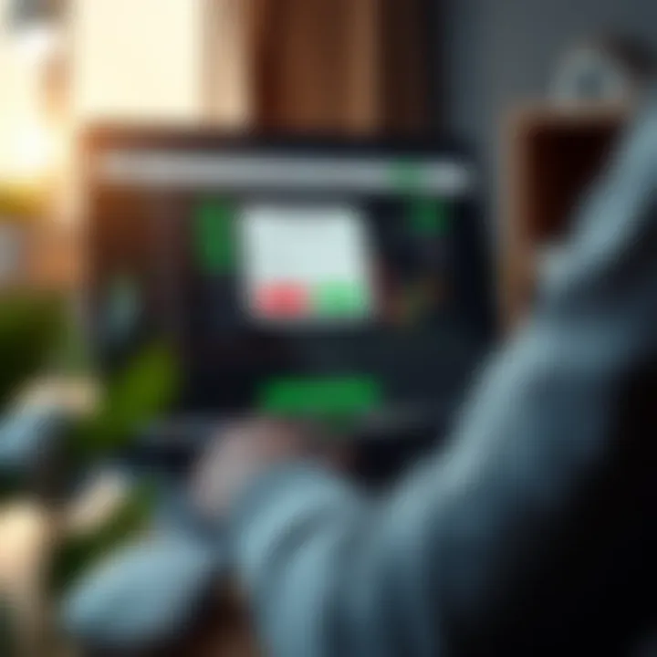 User logging into Pocket Option trading platform on a laptop with secure interface