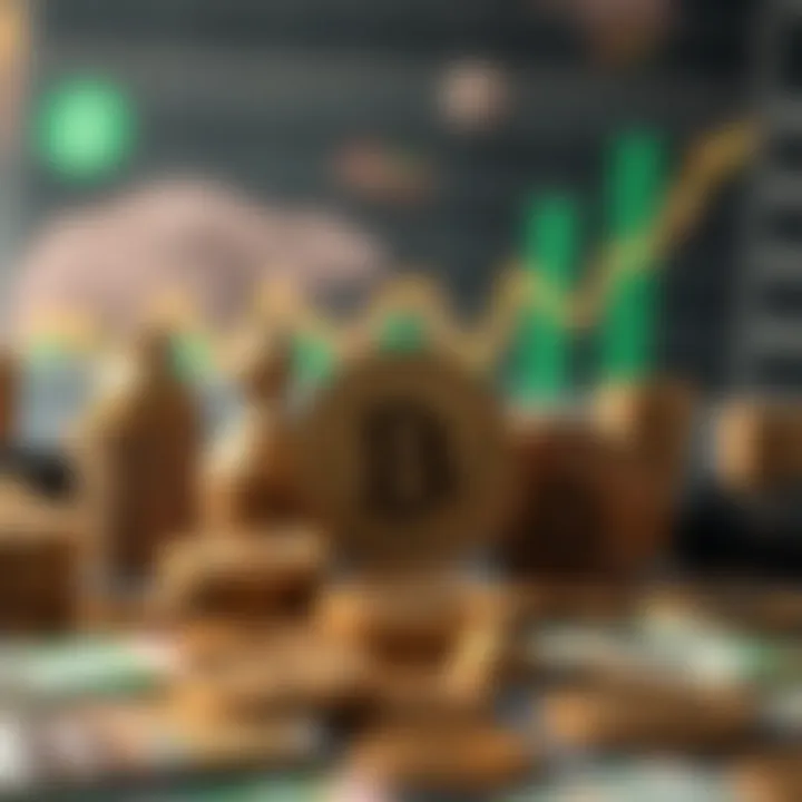 Illustration of financial growth symbols alongside crypto icons with Nigerian currency elements