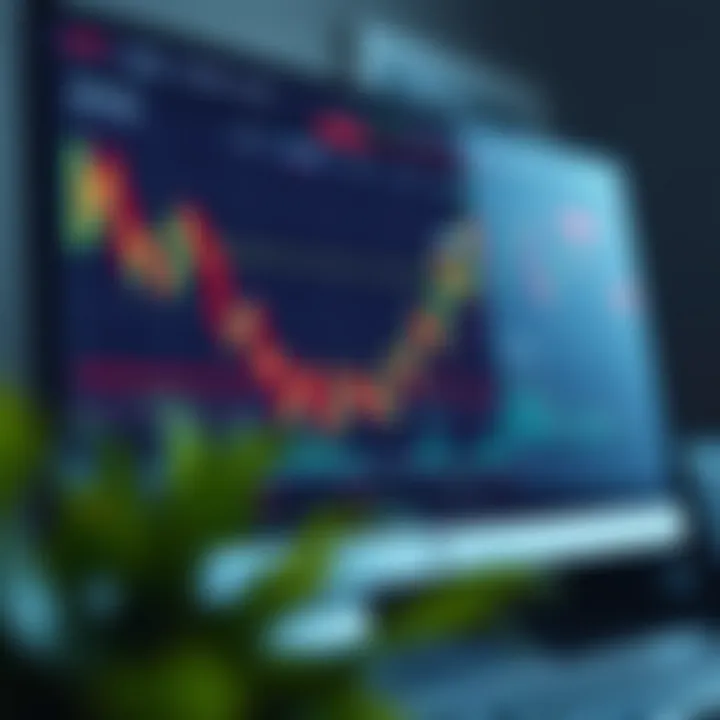 Illustration of a computer screen displaying forex trading platform with charts and indicators