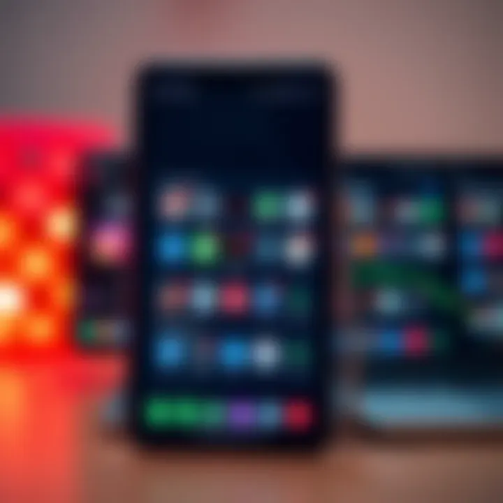 Mobile devices displaying various mobile applications available for trade on digital platforms