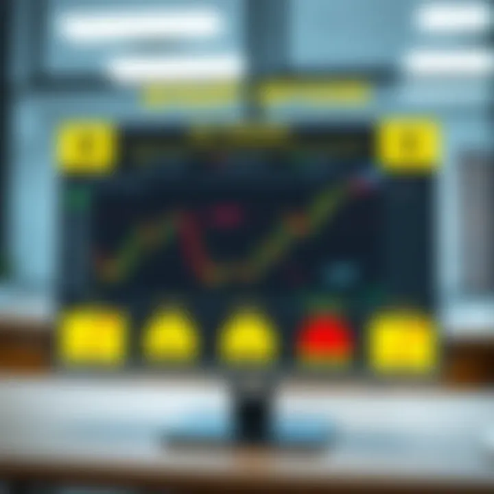Chart illustrating the concept and mechanics of binary options trading with simplified buy and sell signals