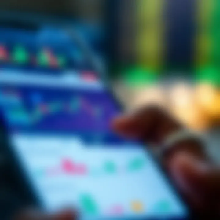 Mobile phone displaying Deriv Go trading platform with charts and financial instruments