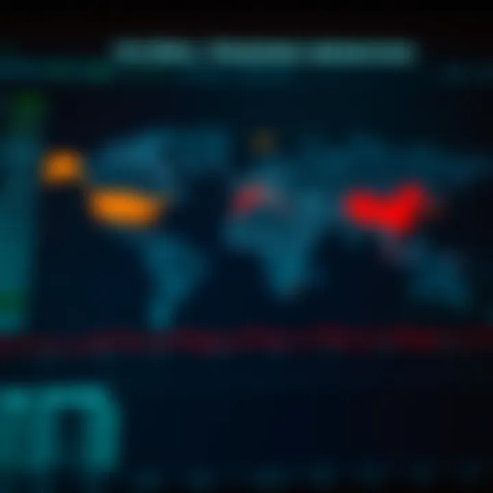World map highlighting global forex trading sessions with time zones