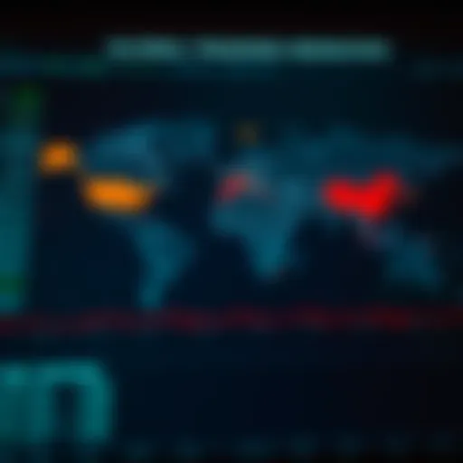 Global Forex Trading Sessions and Corresponding Time Zones World map highlighting global forex trading sessions with time zones