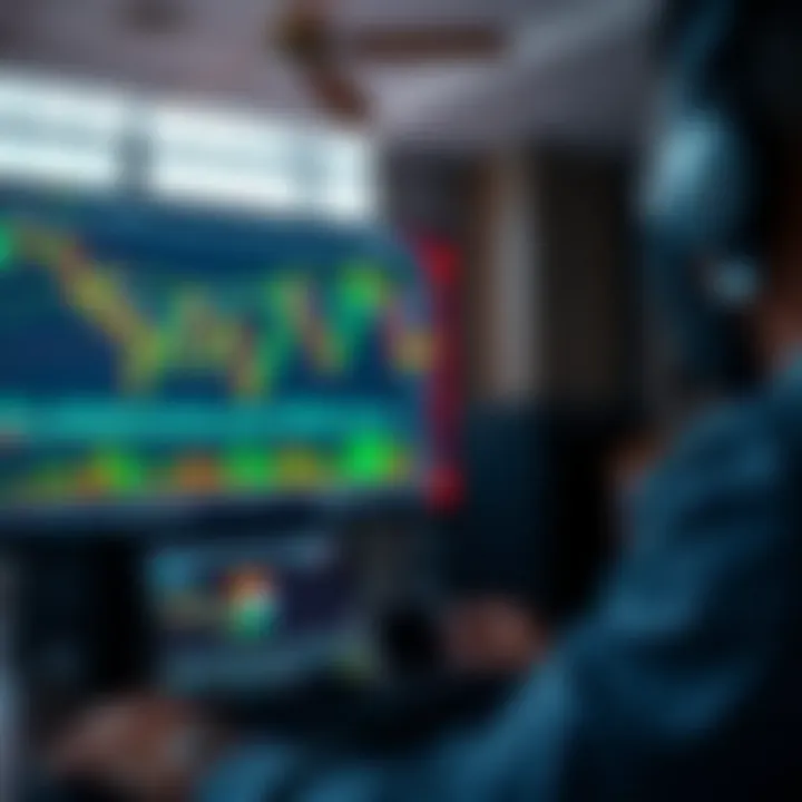 Automated forex trading software analyzing currency charts on a digital screen