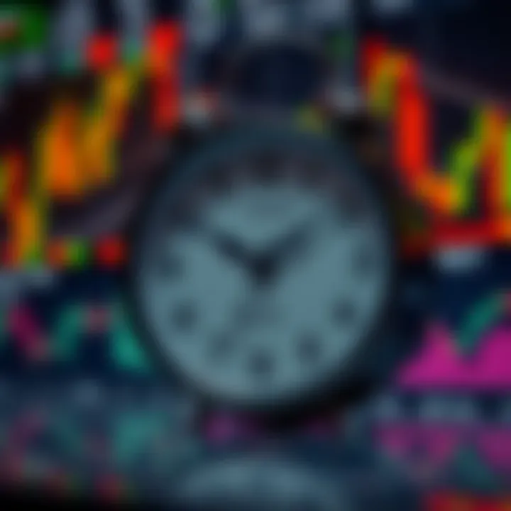 Clock showing synchronized London and Nigerian trading hours with financial charts in the background