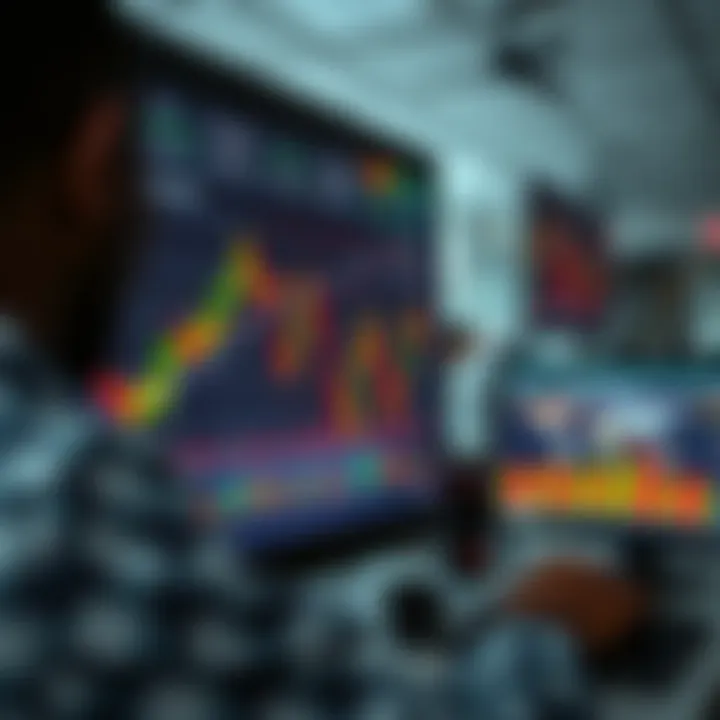 Graphical interface displaying automated trading algorithms analyzing financial market data