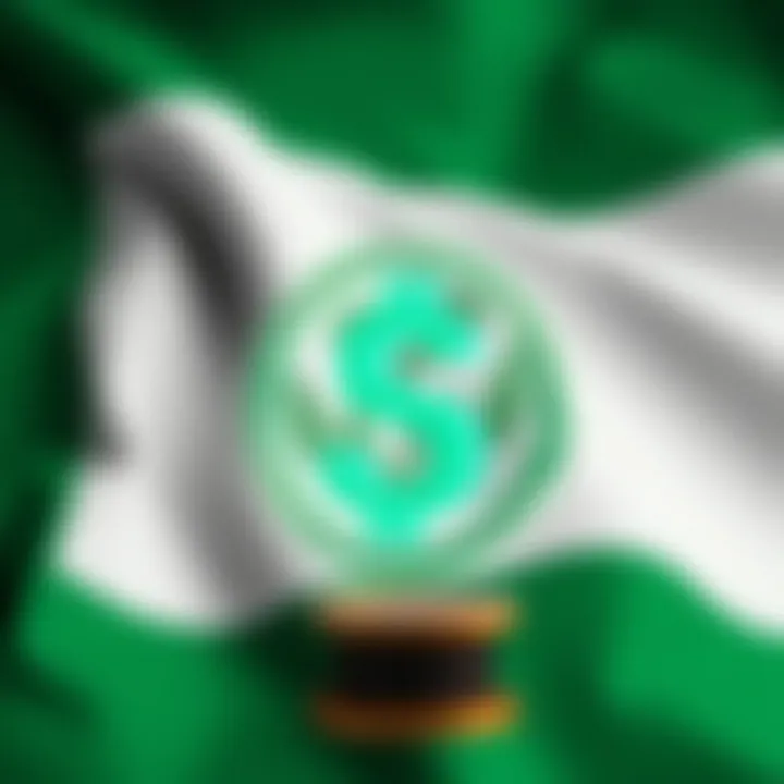 Illustration of digital currency symbol with Nigerian flag background symbolizing online bonus eligibility