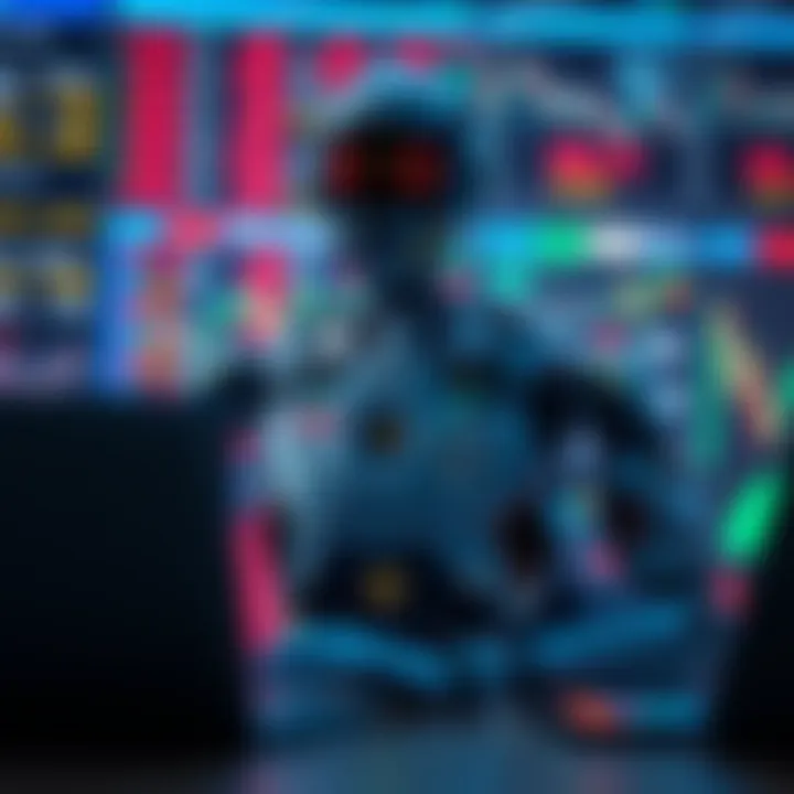 Visual representation of different types of trading bots interacting with market data