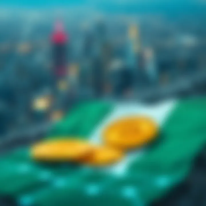 Digital representation of blockchain technology with Nigerian flag colors