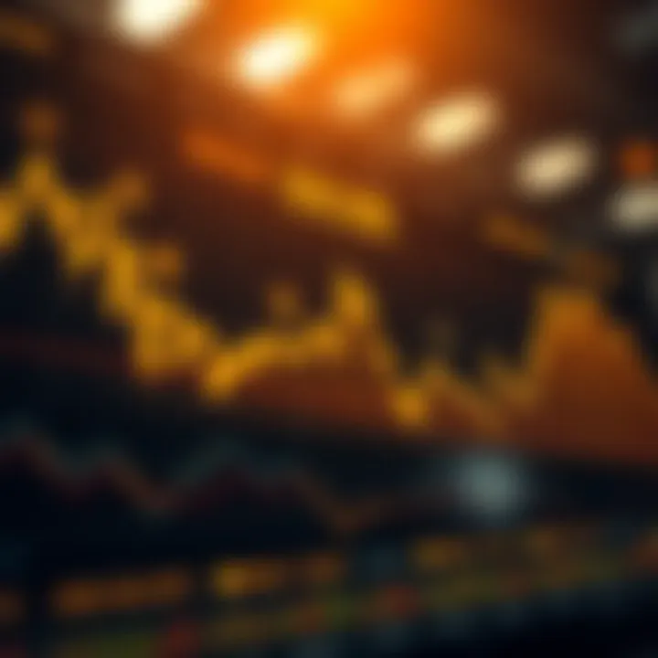 Graph of gold price trends with economic indicators and trading strategy icons