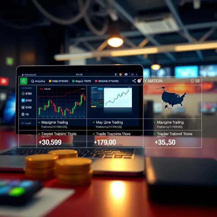 Illustration showing comparison of different online trading platforms with focus on regulations and benefits