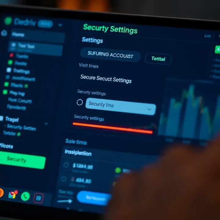 Secure account settings interface highlighting security options within the Deriv GO app