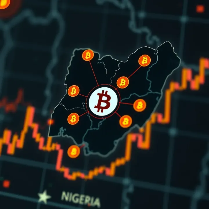 ECOS Mining’s Impact on Nigeria’s Expanding Crypto Market Map of Nigeria highlighting cryptocurrency growth with digital currency symbols