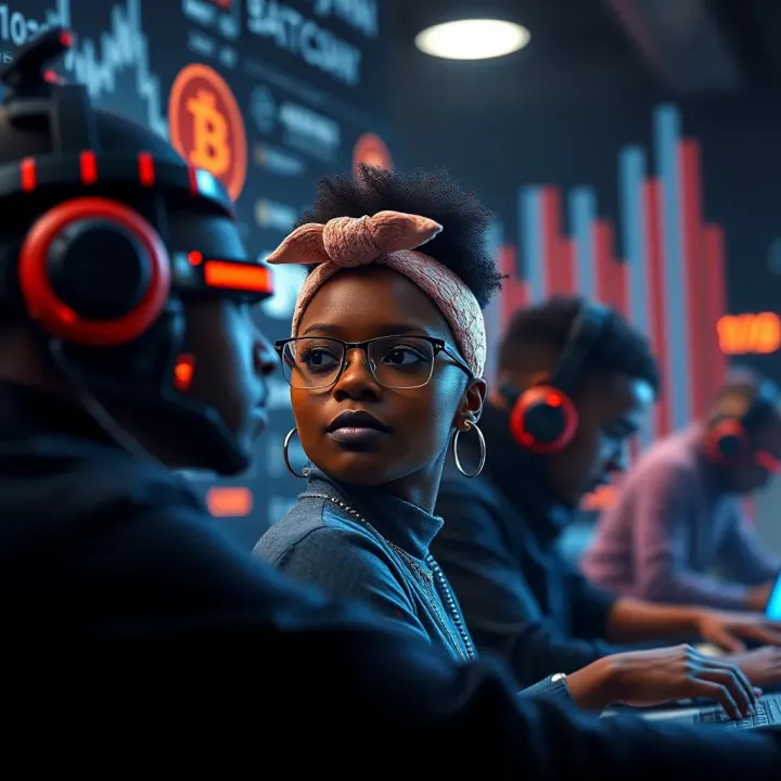 Digital Avatars and Cryptographic Icons Illustrating Personal Branding in Cryptocurrency A conceptual visualization of personal branding using digital avatars and cryptographic symbols in a virtual space