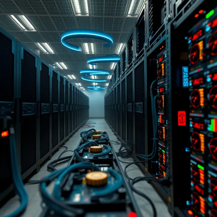 Comparing Cloud Mining and Traditional Mining Methods Visual comparison of cloud mining versus traditional mining showing server racks and mining rigs