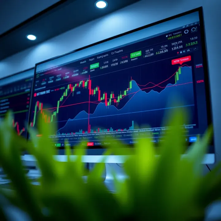 Computer screen displaying IQ Option trading platform interface with various charts and trading options
