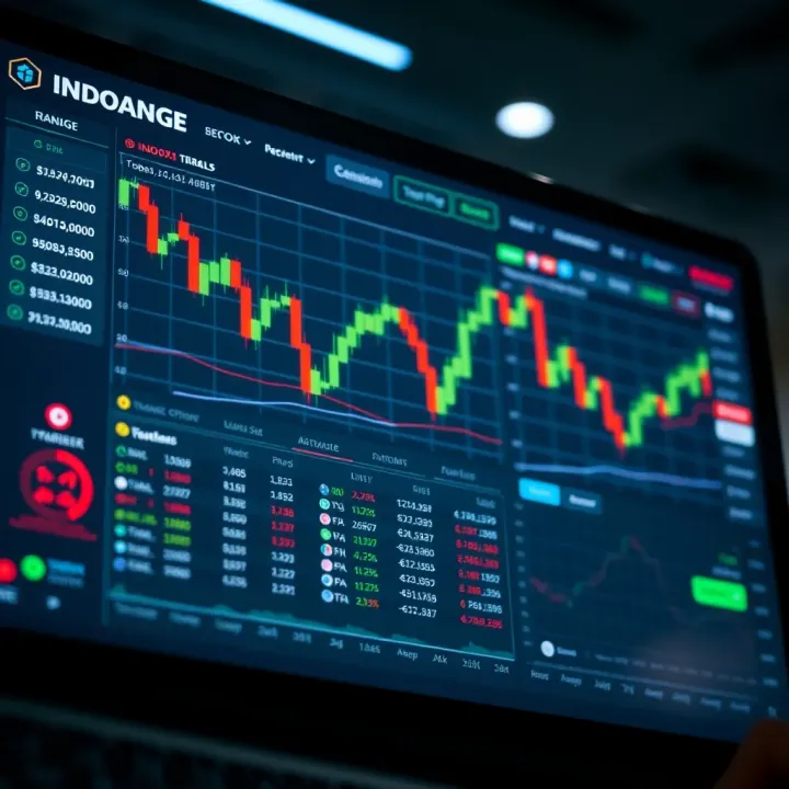 User interface of a cryptocurrency exchange showing trading charts and token options