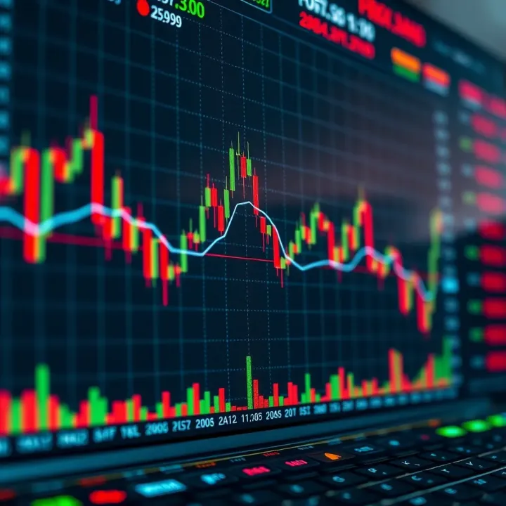 Forex Trading Platform with Market Charts and Currency Data Overview of a digital forex trading platform displaying currency charts and market trends