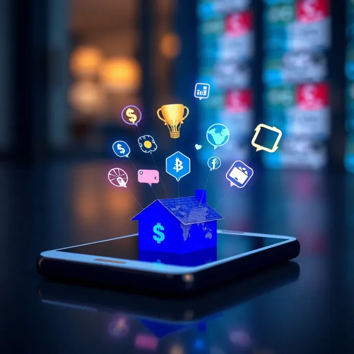 Graphic depicting digital benefits icons emerging from a mobile device symbolizing maximised Tapswap rewards