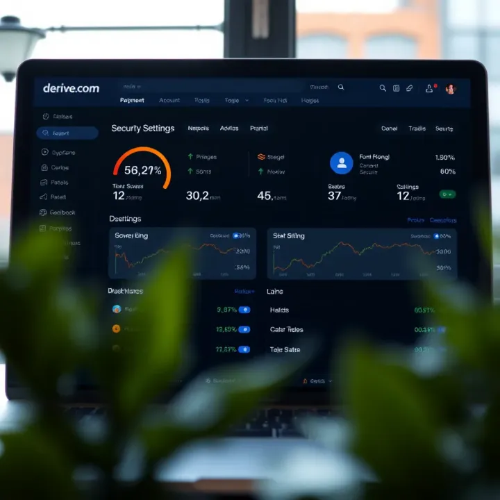 Dashboard view highlighting security settings and account management options on Derive.com