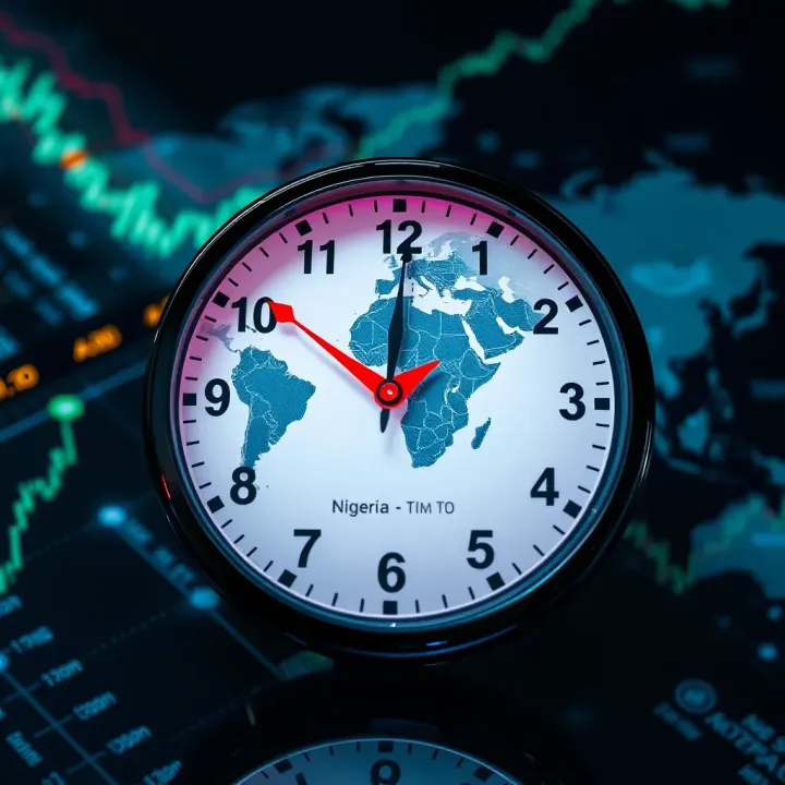 Clock illustration showing Nigerian local time aligned with international forex market openings