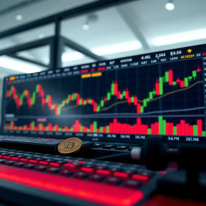 Illustration of a financial chart showing currency exchange rates and trading activity