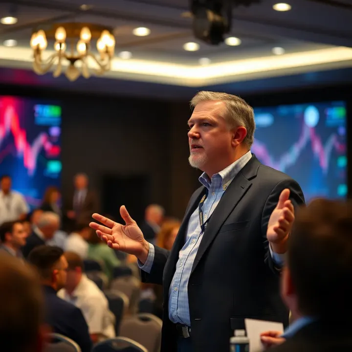 Steve Mauro delivering a keynote speech at an industry conference