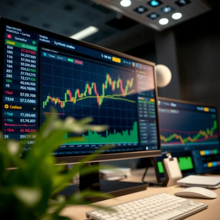 Trading Platform Featuring Synthetic Indices Options and Analytics Interface of a trading platform displaying synthetic indices options and charts