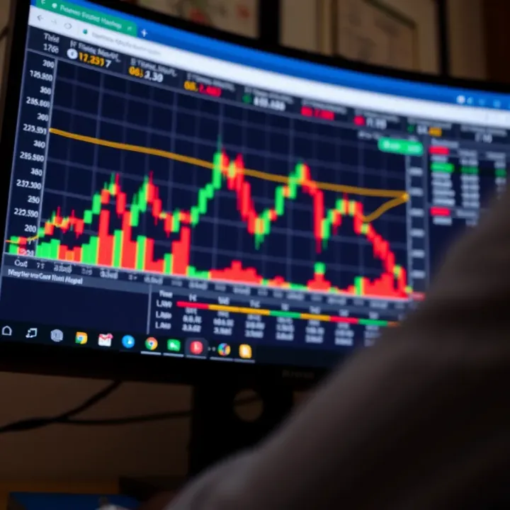 Graph showing financial data analysis on a computer screen with Nigerian currency symbols