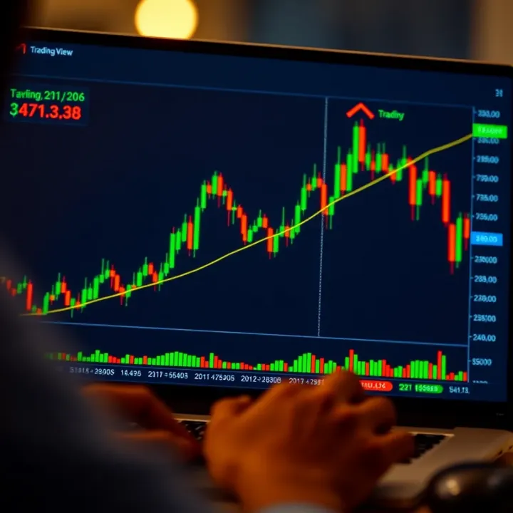 Interactive TradingView chart displaying candlestick patterns and technical indicators for binary options trading