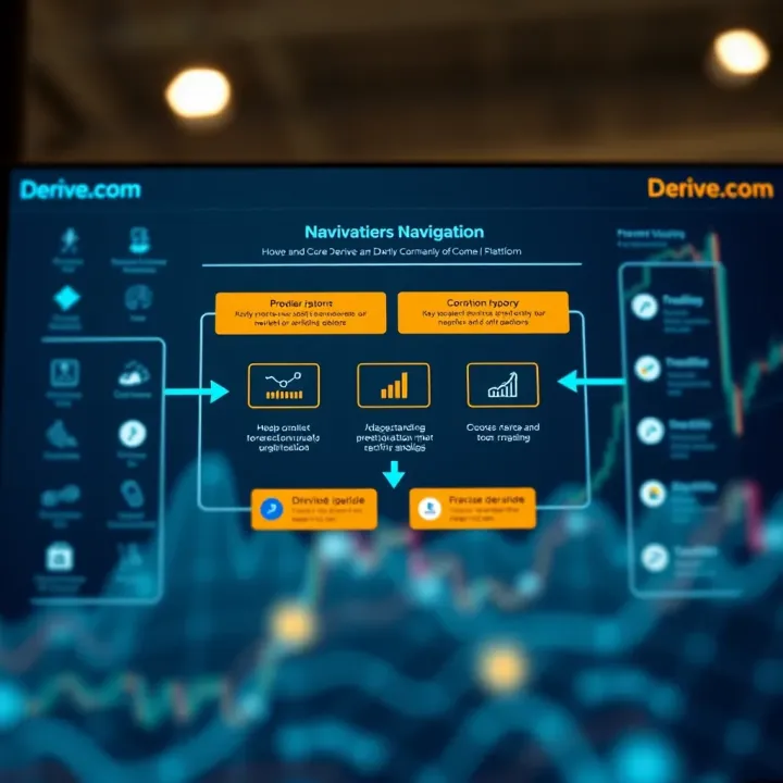 Diagram illustrating navigation flow and key functionalities of Derive.com platform