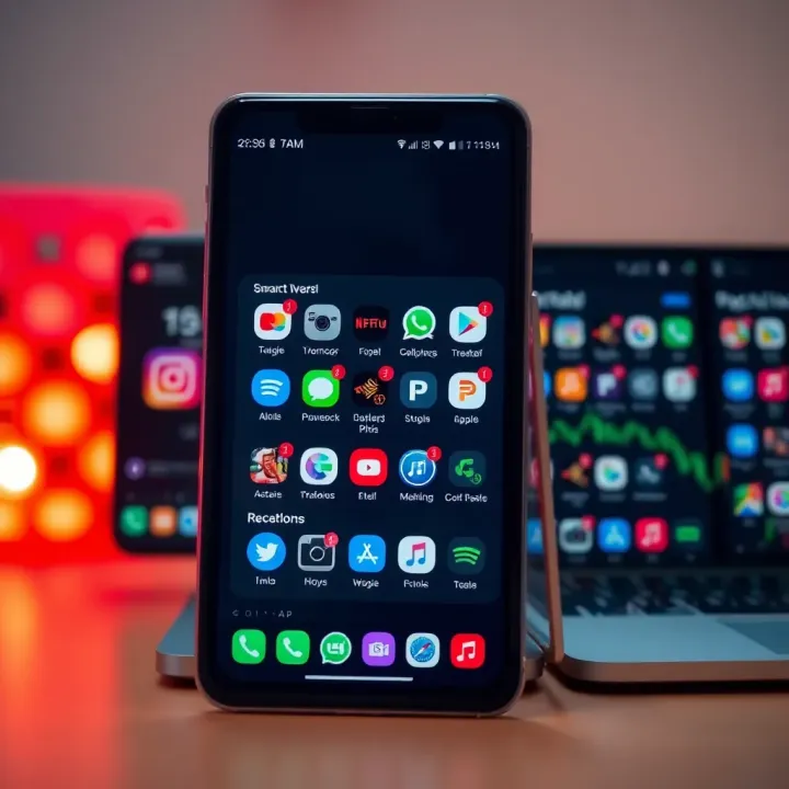Mobile devices displaying various mobile applications available for trade on digital platforms