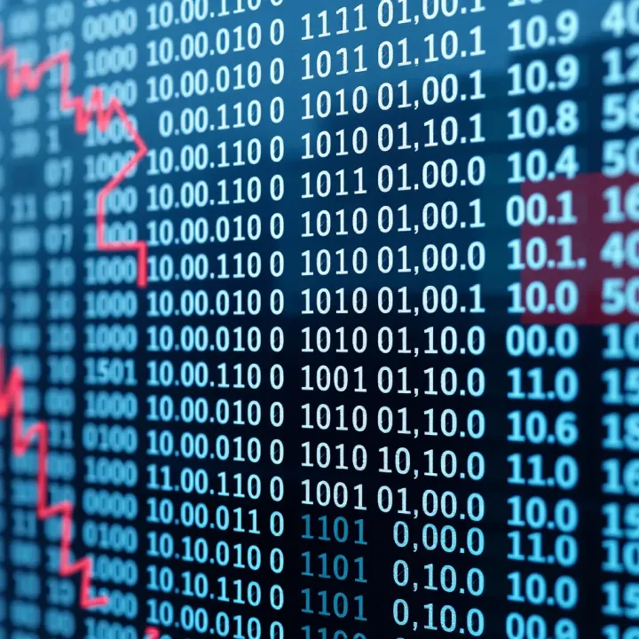 Visual Representation of Binary Data Patterns Graphic representation of a binary chart showing sequences of ones and zeros to illustrate digital data patterns